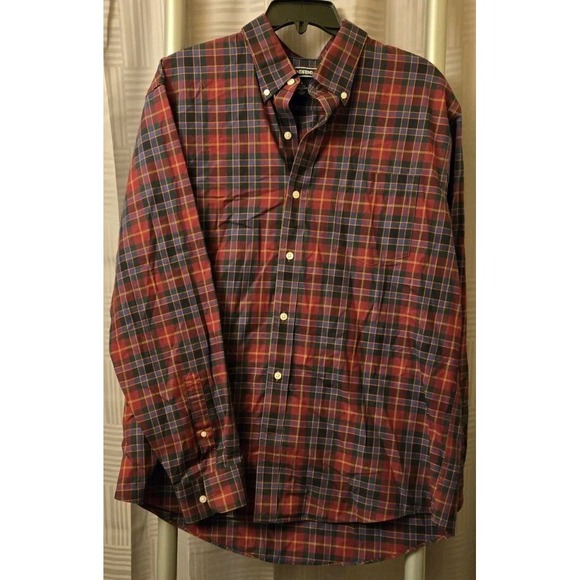 Lands' End Other - Lands End Shirt Mens L 16-16.5 Traditional Fit No‎ Iron Twill Plaid Long Sleeve